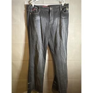 Baby Phat Jeans Womens 20 Straight Leg Denim Pants Embroidered Gold Cat